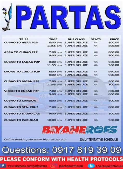 MANILA TO LA UNION Bus Schedule (Partas & Viron Transit).
